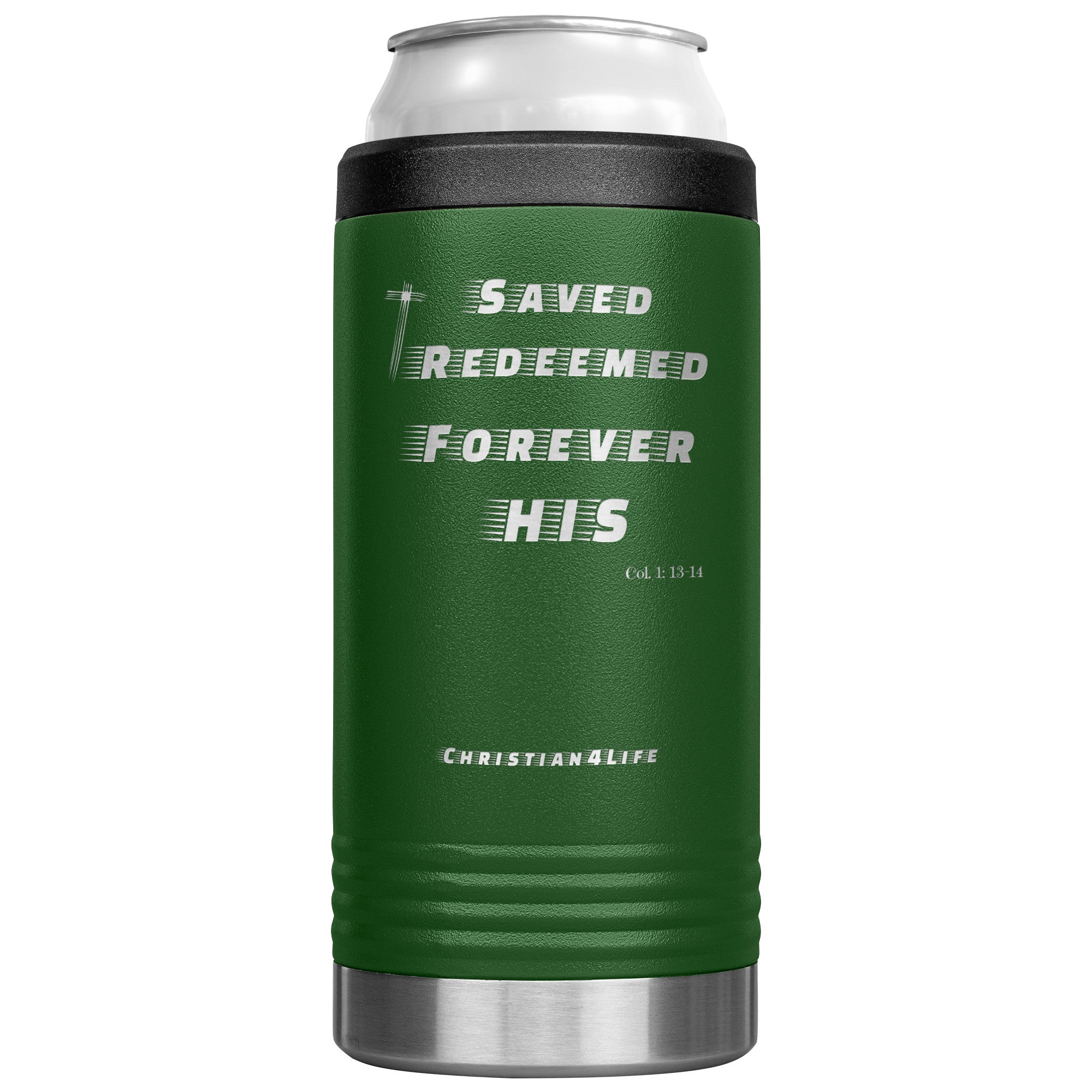 12oz Christian Cozie Insulated Tumbler -Saved, Redeemed, Forever His