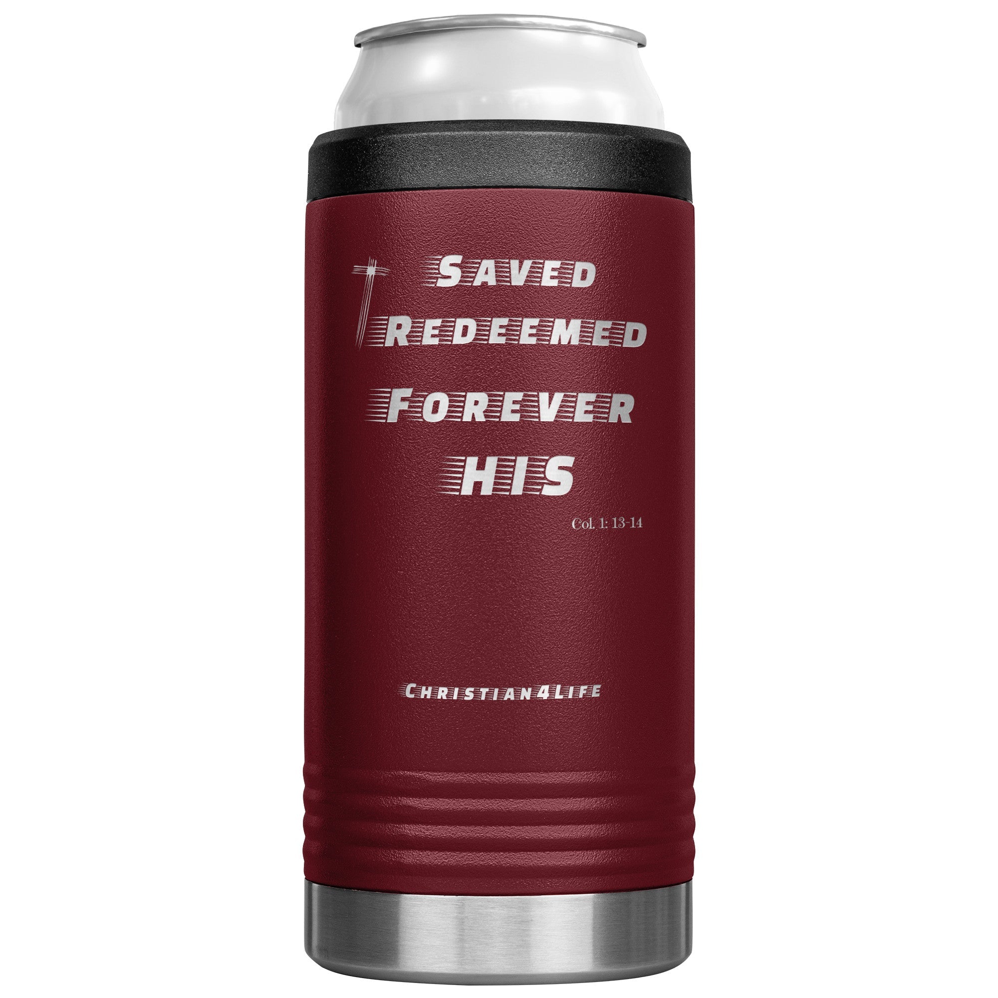 12oz Christian Cozie Insulated Tumbler -Saved, Redeemed, Forever His