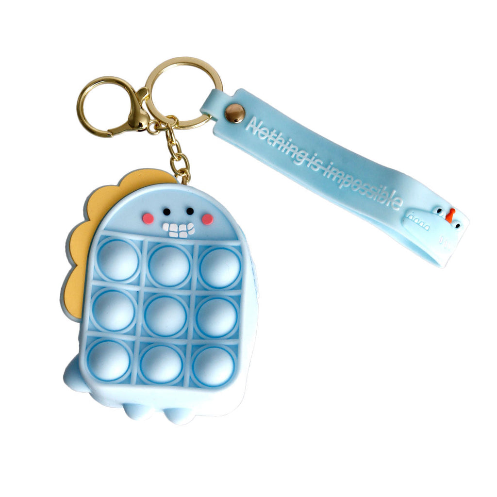 Bubble Pop Keychain Light Blue Dino Trendy Fashion Accessory