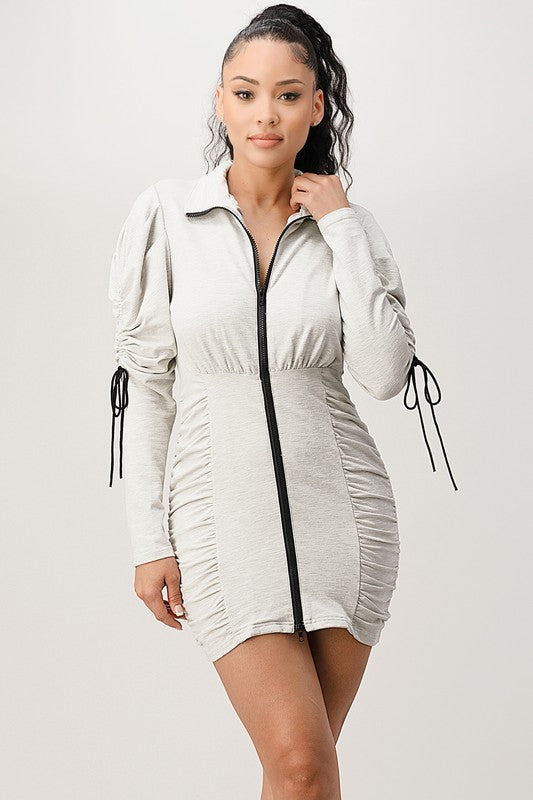 Full Zipper Mini Dress