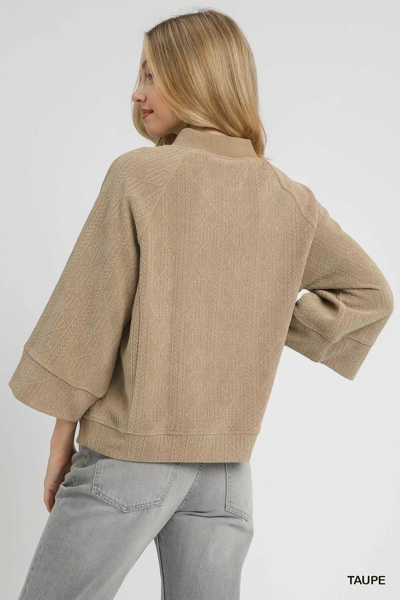 Textured Knit V-Neck Top
