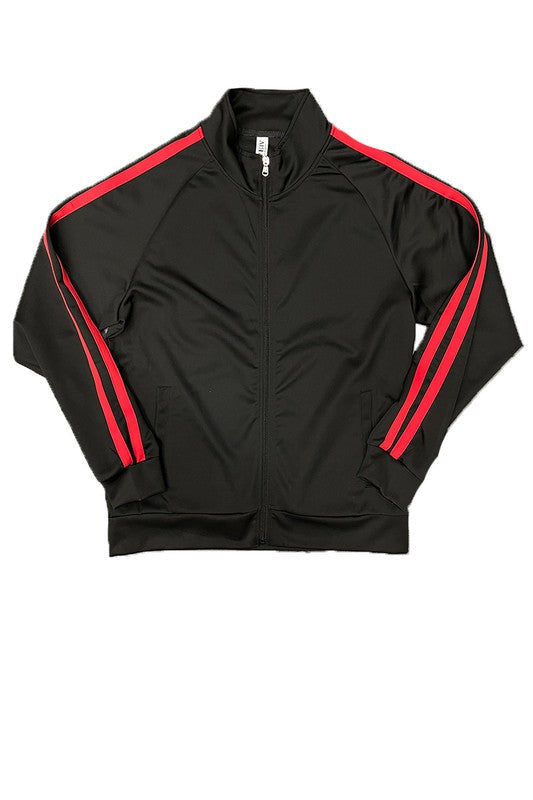Striped Cargo Pocket Track Jacket Short Suit