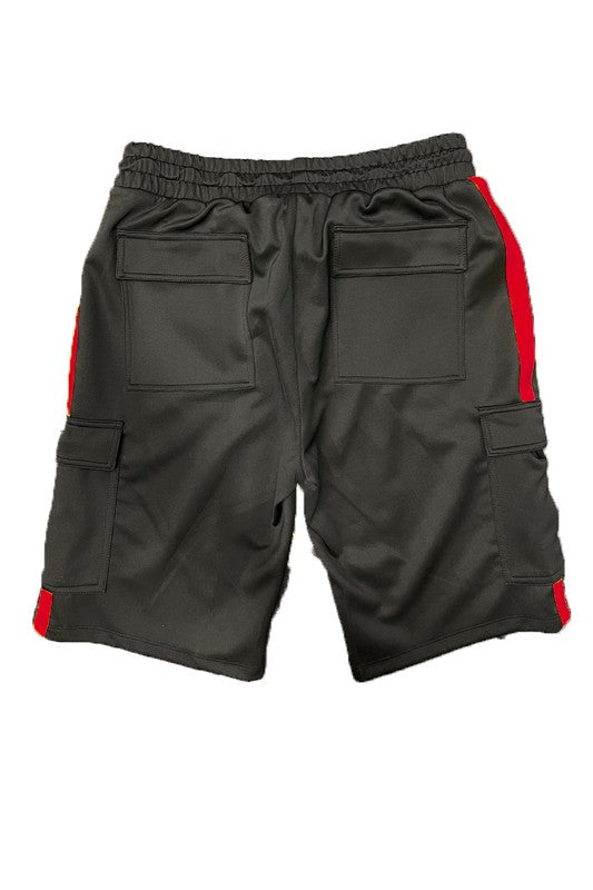 Striped Cargo Pocket Track Jacket Short Suit