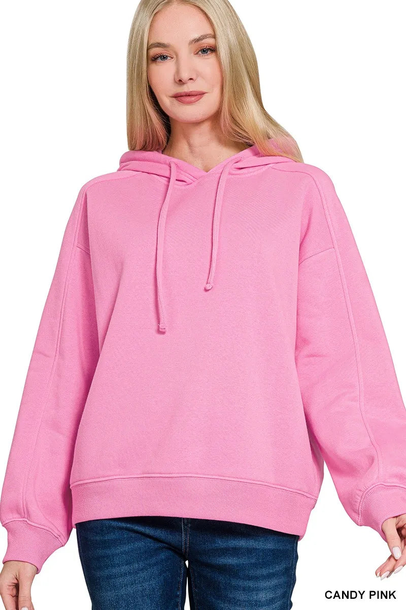 Drawstring Relaxed Fit Fleece Hoodie