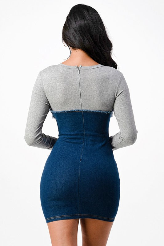 Rib Cage Mini Denim Dress