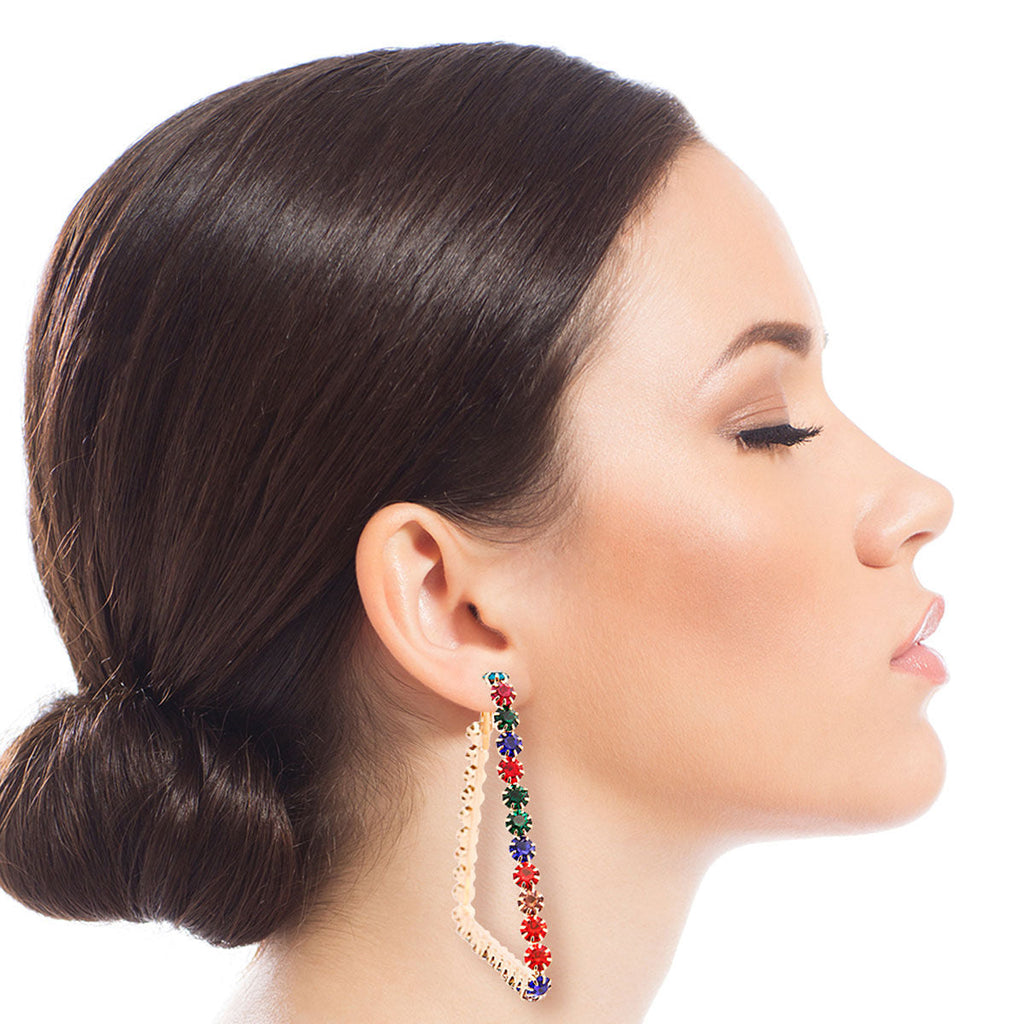 Trendy Multi Color Crystal Trapezoid Hoop Earrings – Statement Fashion Jewelry