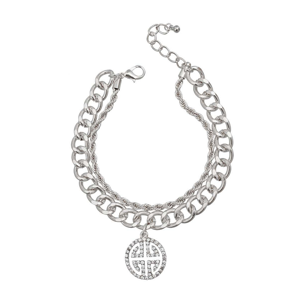 Charm Bracelet Double Layer Silver Greek Stylish Statement Jewelry