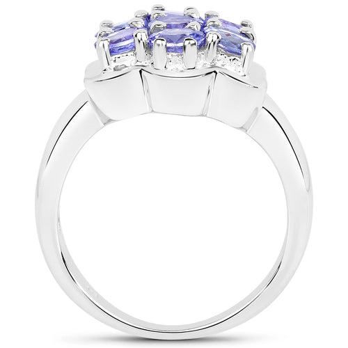 1.19 Carat Genuine Tanzanite .925 Sterling Silver Ring