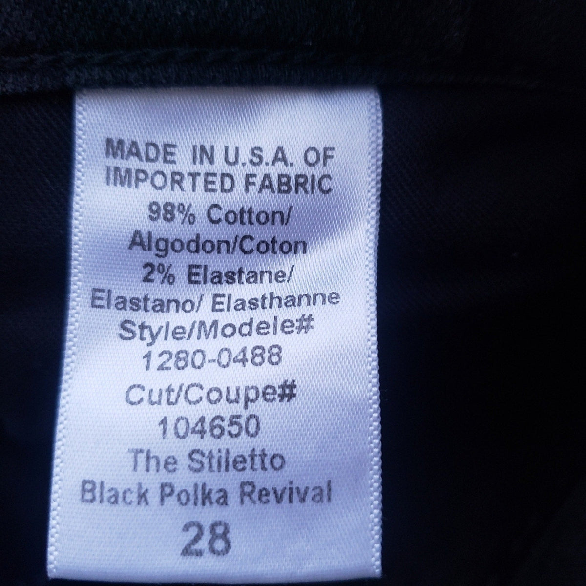 Current Elliot Womens Size 28 Black Polka Dot Stretch Cotton Blend Jeans 28