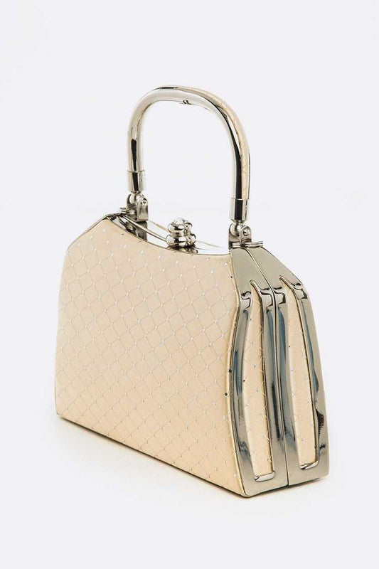 Satin Top Handle Box Clutch