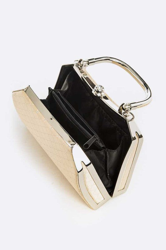 Satin Top Handle Box Clutch
