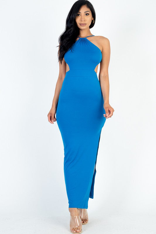 Backless Split Thigh Maxi Dress