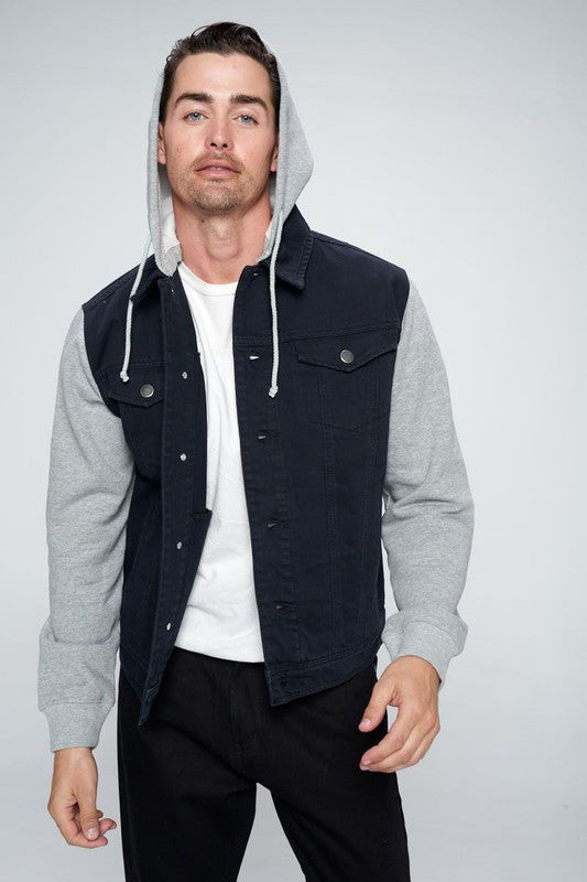 Denim Hoodie with Fleece