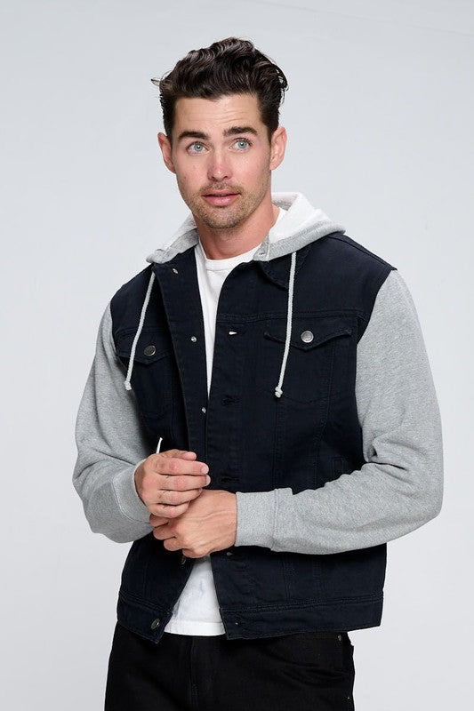 Denim Hoodie with Fleece