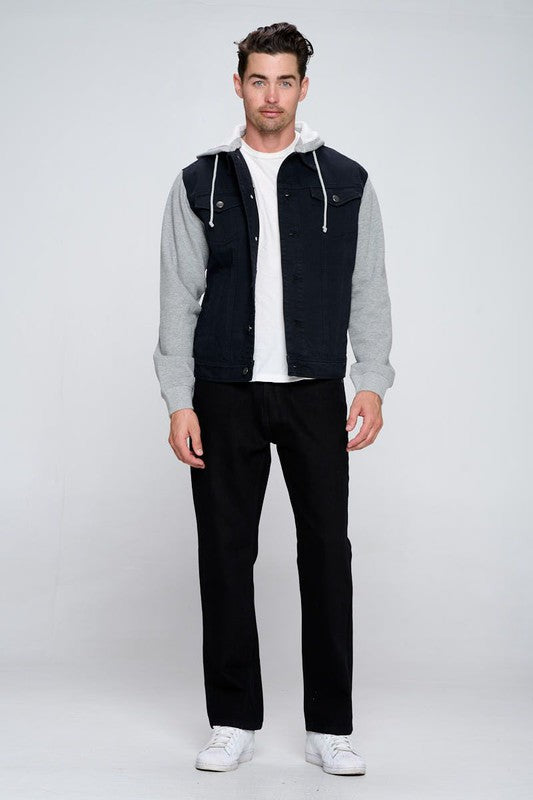 Denim Hoodie with Fleece