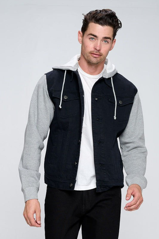 Denim Hoodie with Fleece