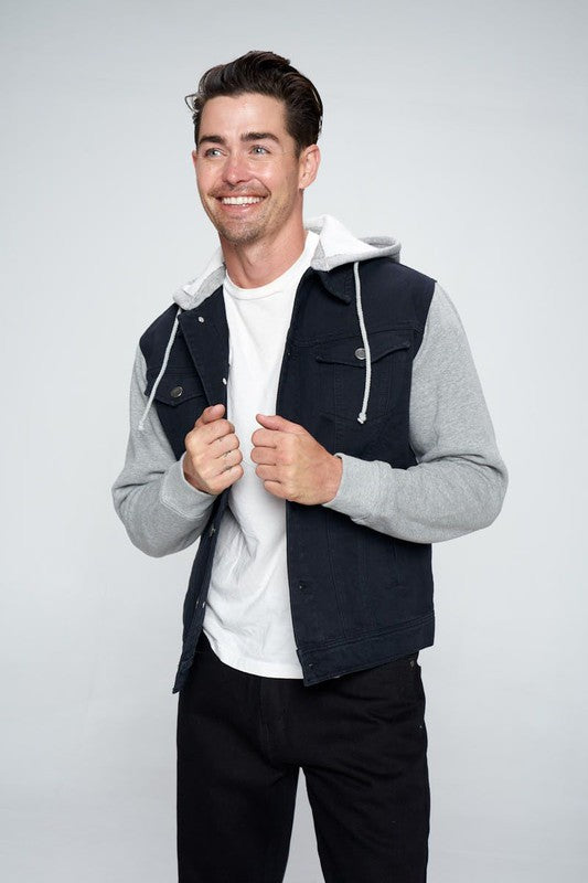 Denim Hoodie with Fleece