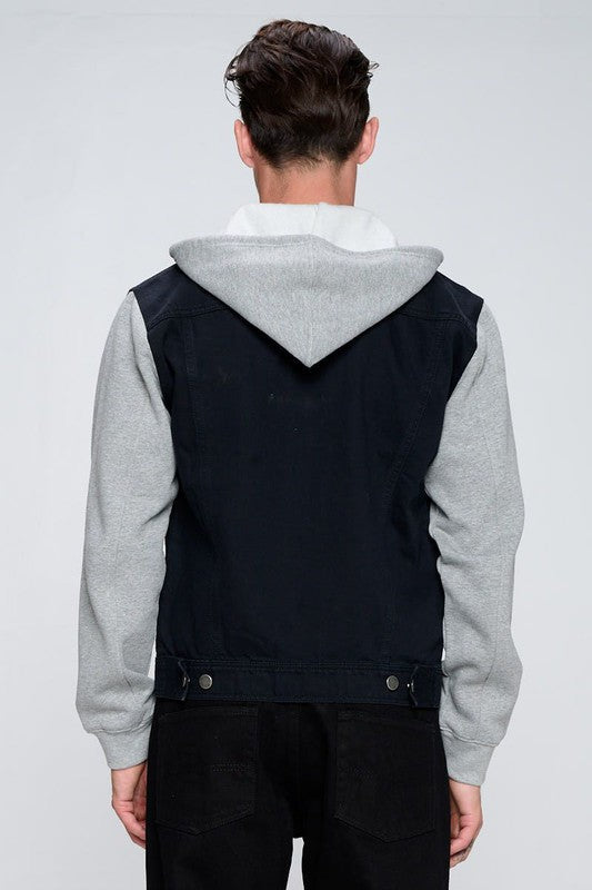 Denim Hoodie with Fleece