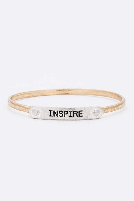 2 Tone Engraved Bangle Stylish Statement Jewelry Accessory