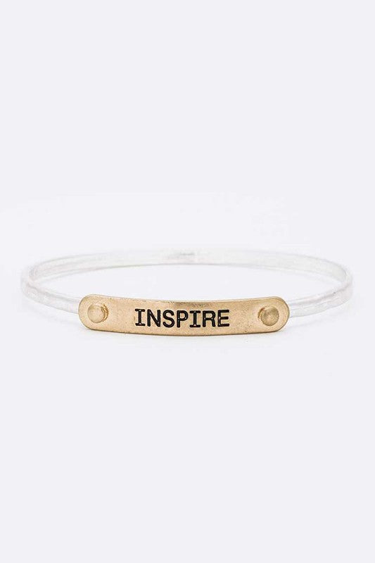 2 Tone Engraved Bangle Stylish Statement Jewelry Accessory