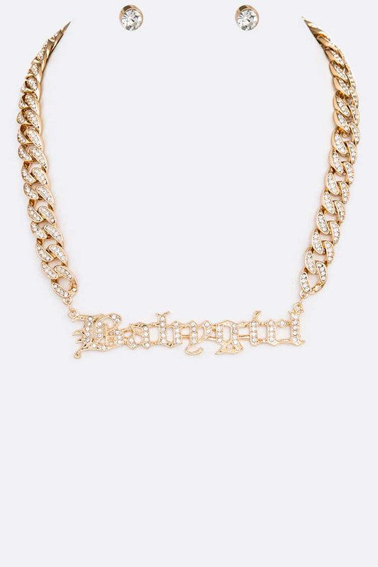 Baby Girl Crystal Cuban Necklace Set