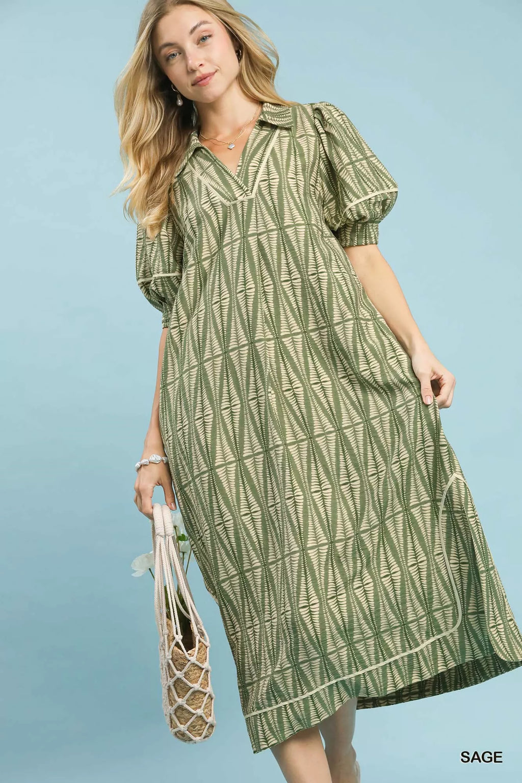 Geometric Print Midi Dress