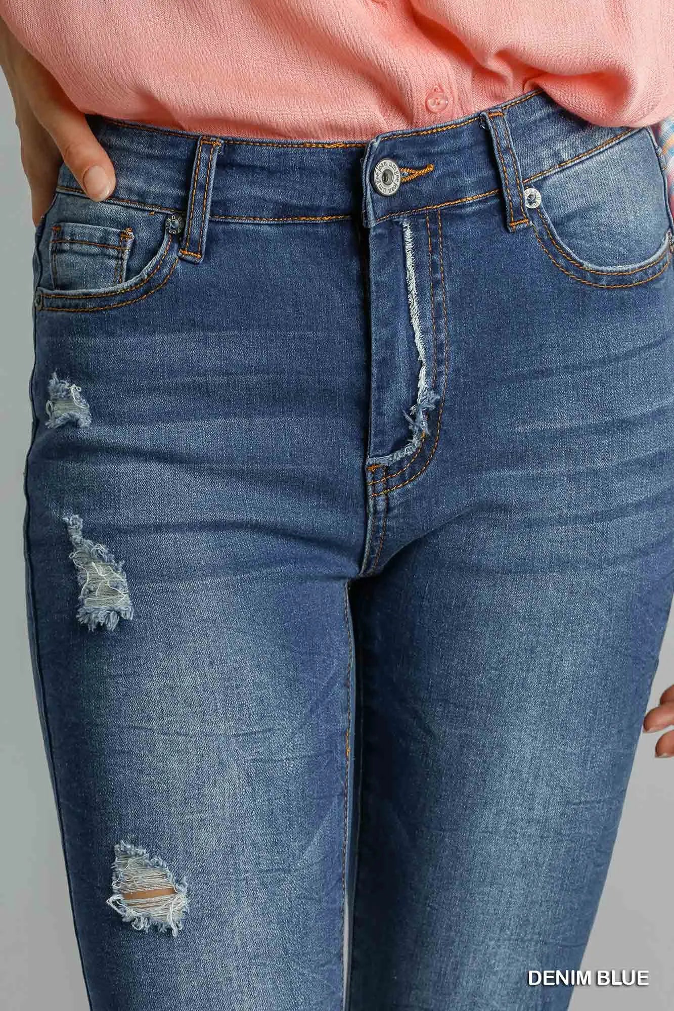 Distressed Skinny Jeans with Pockets