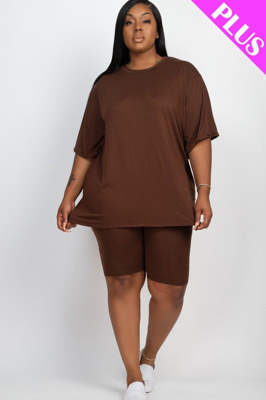 Loose Fit Top Biker Shorts Set | Plus
