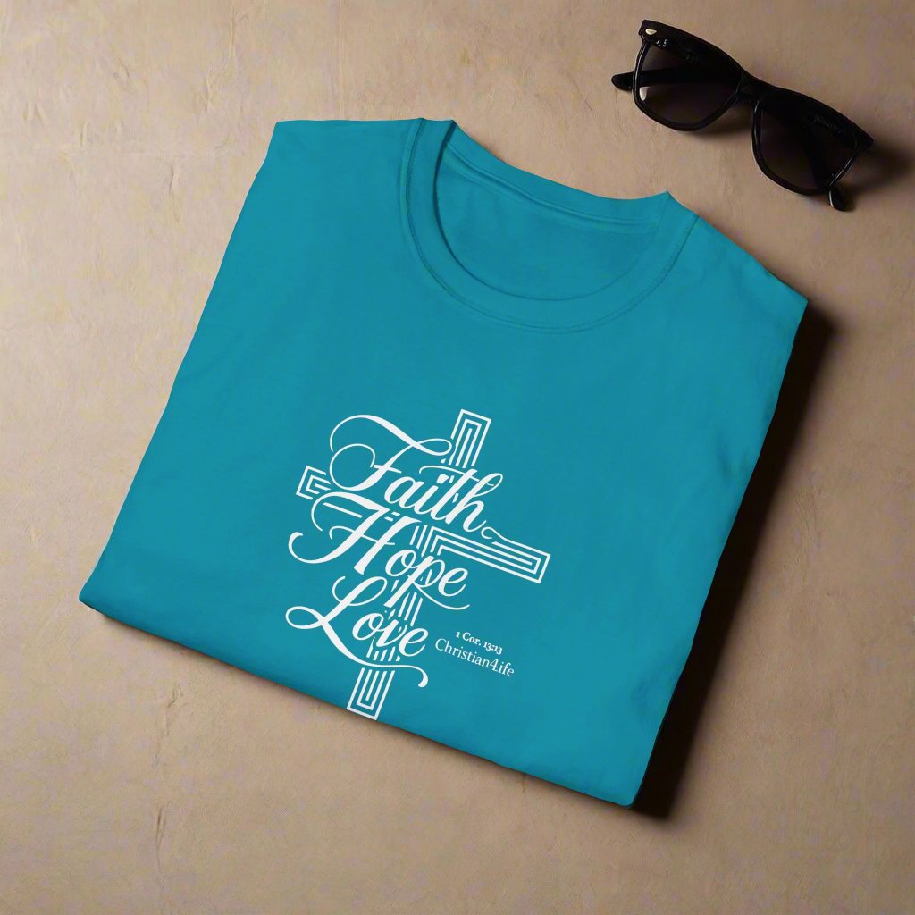 Unisex "Faith, Hope, Love" Christian Cotton Softstyle T-Shirt