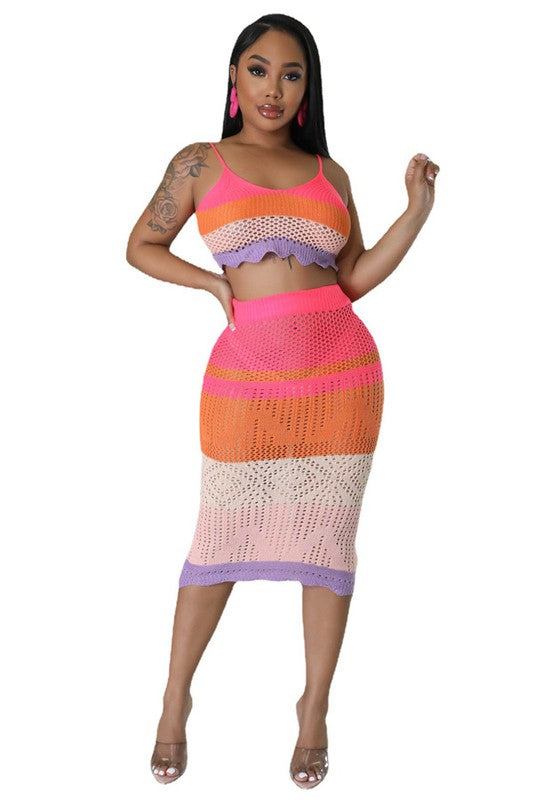 Sunset Crochet Skirt Set