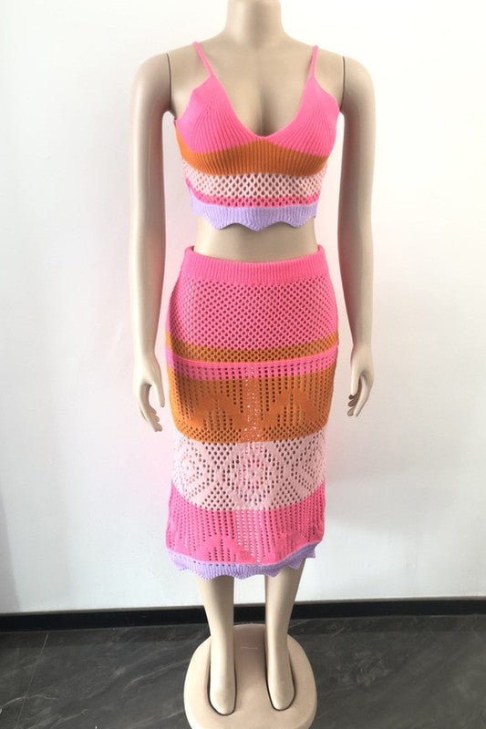 Sunset Crochet Skirt Set