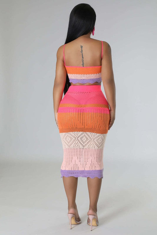 Sunset Crochet Skirt Set