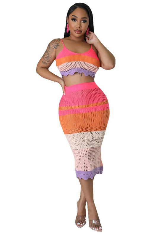 Sunset Crochet Skirt Set