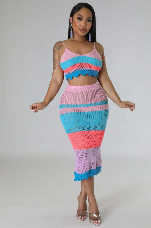 Into The Night Crochet Skirt Set