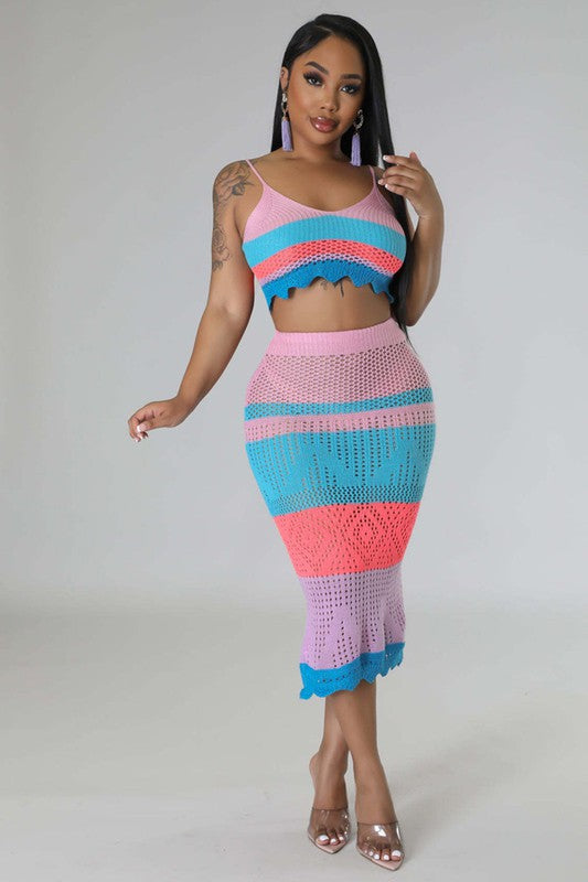 Into The Night Crochet Skirt Set