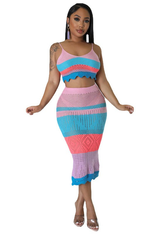 Into The Night Crochet Skirt Set