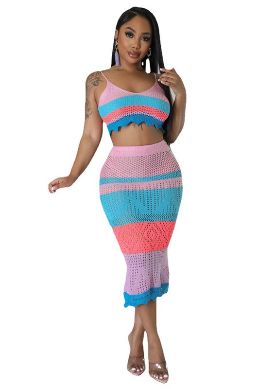 Into The Night Crochet Skirt Set