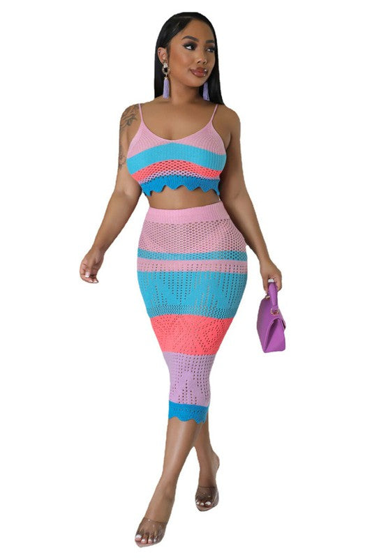 Into The Night Crochet Skirt Set