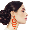 Statement Coral Bead Dream Catcher Earrings Stylish Fashion Jewelry