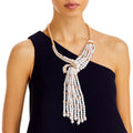 Statement Necklace Set Asymmetric Pearl and Rhinestone Knot Trendy Chic