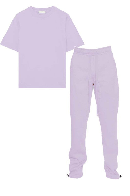 Drop Shoulder and Sweat Pant Lounge Set