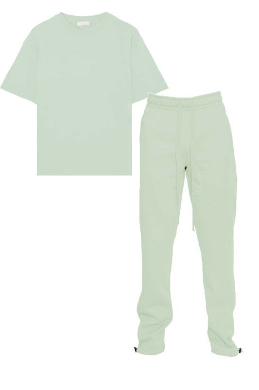 Drop Shoulder and Sweat Pant Lounge Set