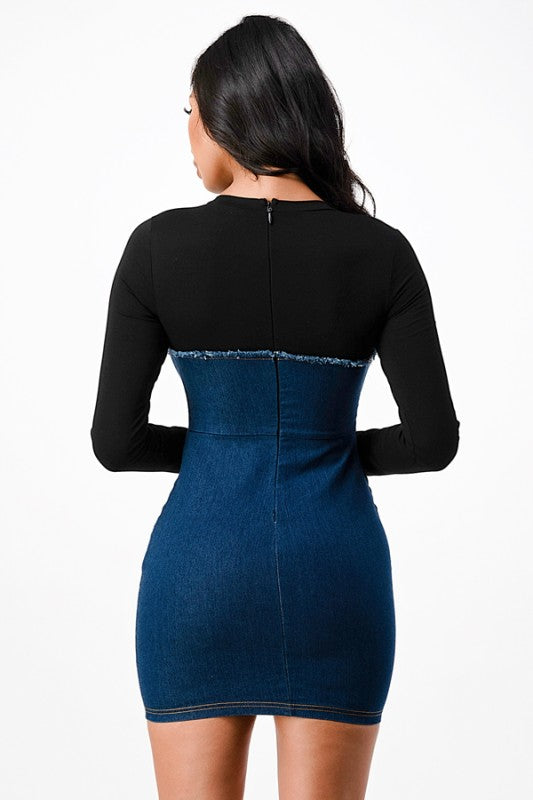 Rib Cage Mini Denim Dress