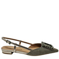 Khaki/Gold Sling Back Flat