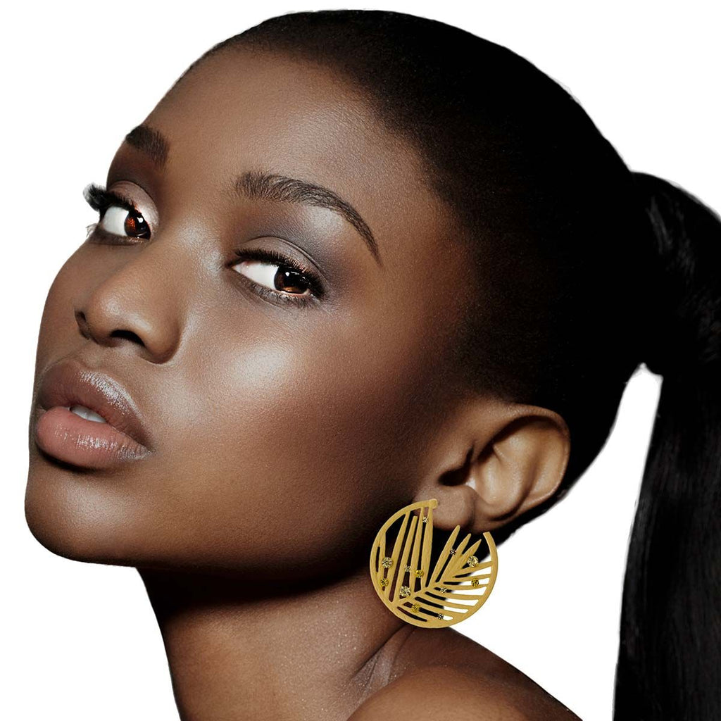 Statement Ivory Rubber Coated Leaf Hoop Earrings Stylish Chic Jewelry
