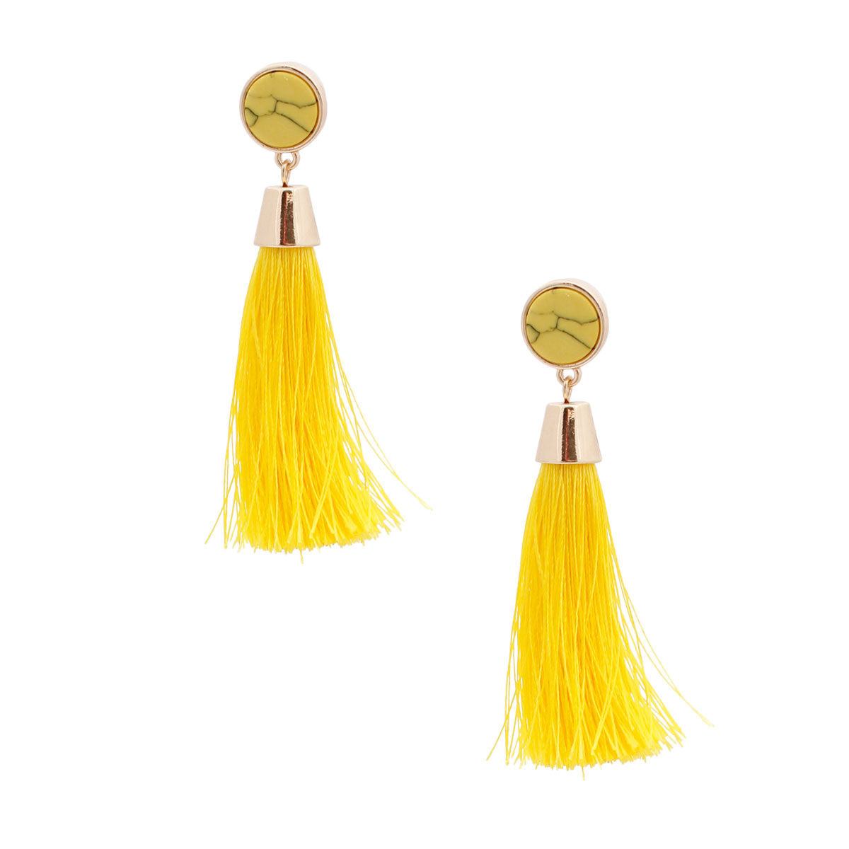 Silk Tassel Earrings with Yellow Beads – Stylish Statement Jewelry