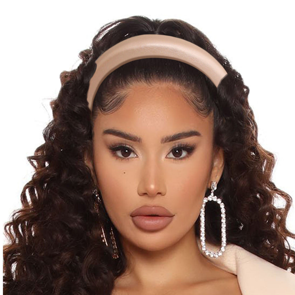 Fashion Headband Gold Leather Puffy Stylish Statement Accessory