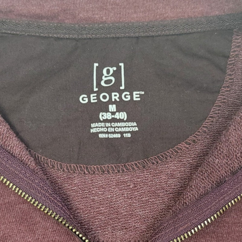 George Mens Medium PolyCotton Long Sleeve Quarter Zip Pullover Sweatshirt