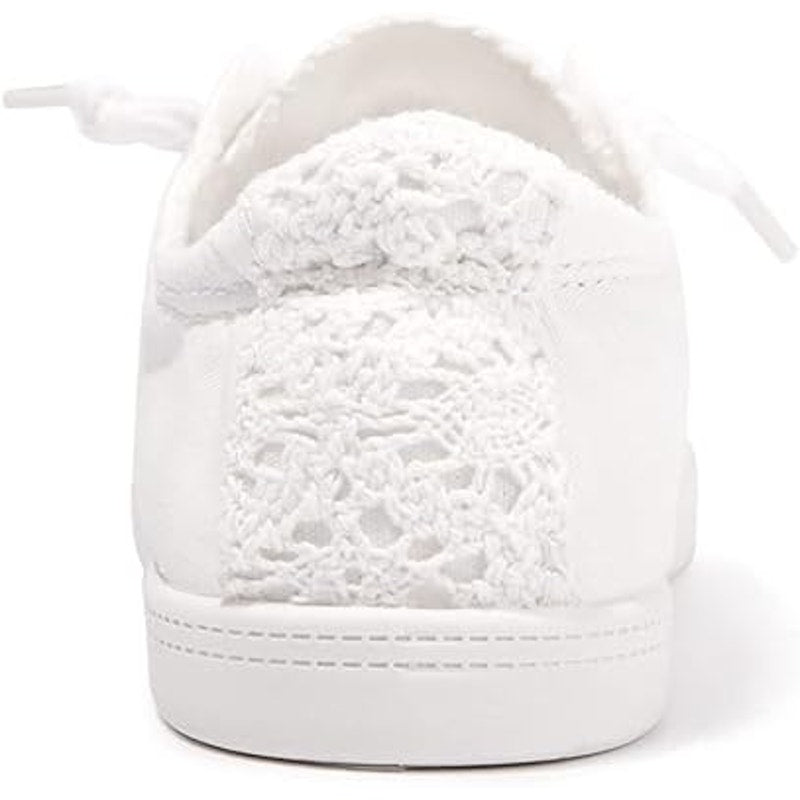 New Beneker Womens Size 8 White Slip On Canvas Low Top Laced Sneakers Shoes