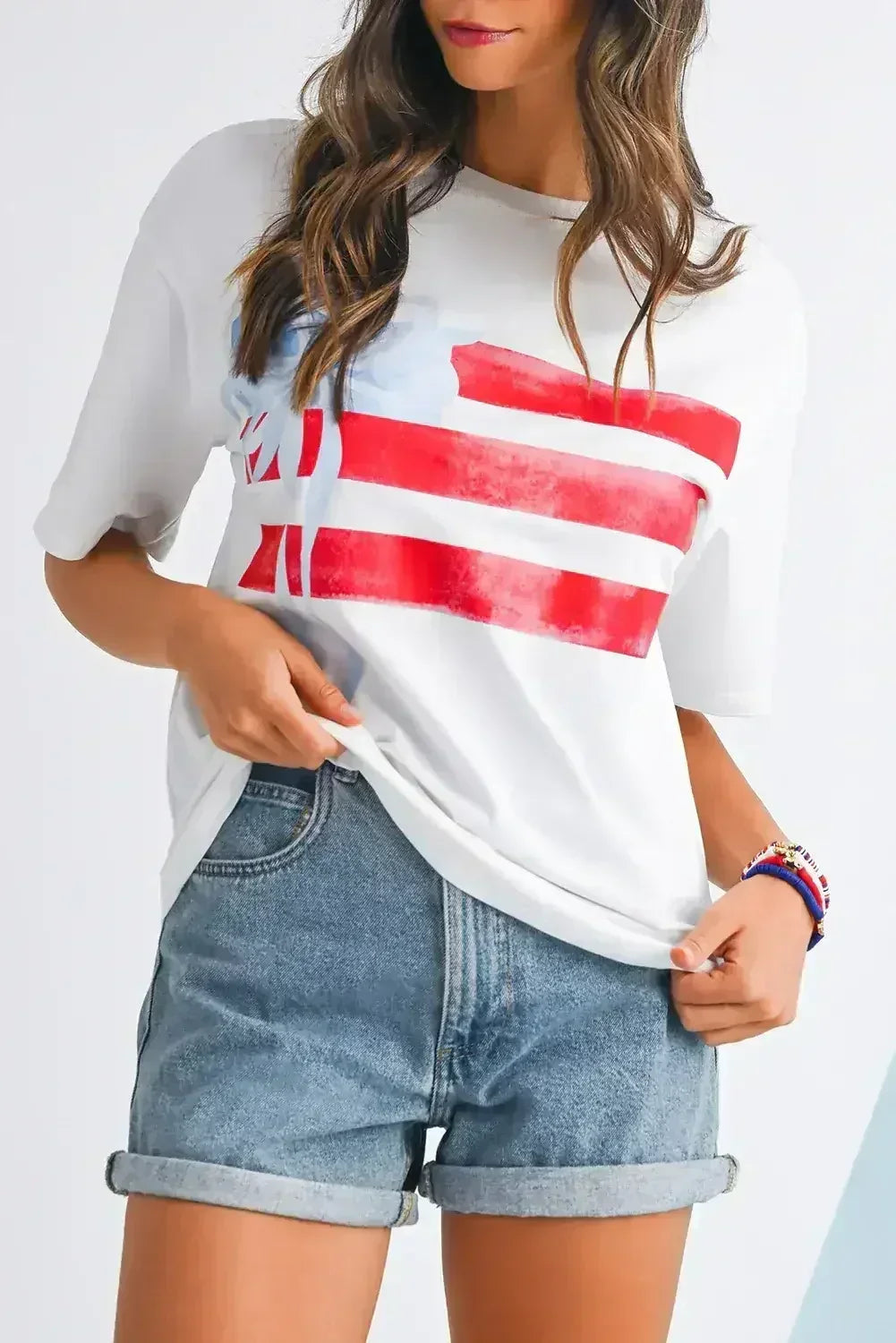 White Flag Bow Graphic Crewneck Tee